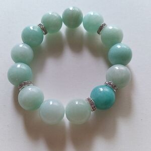 Natural Blue Stone Handmade Stretch Beaded Bracelet